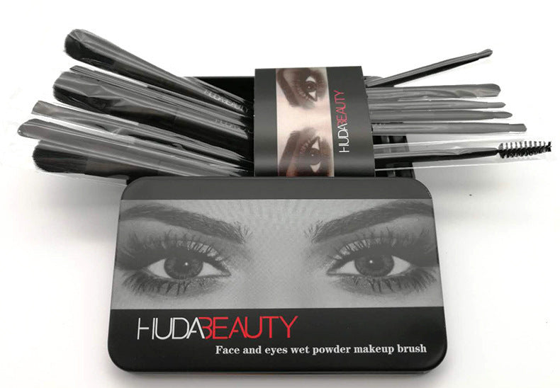 12 make-up pinsel sets eisen box make-up make-up-tools werkzeuge