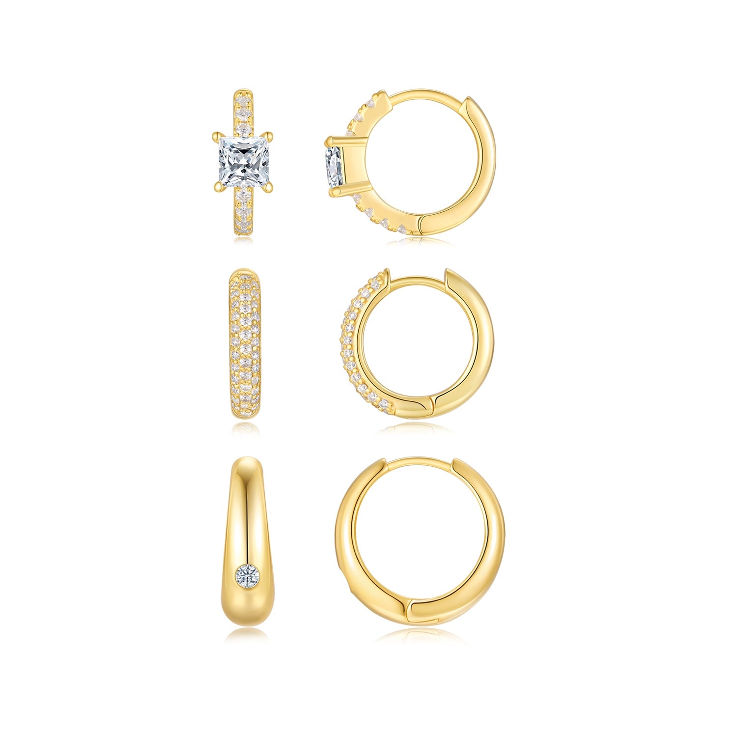 A Luxurious And Fashionable Minimalist Jewelry Earring Set Featuring Top-quality Moissanite Stones, Made Of S925 Silver Electroplated With Gold.