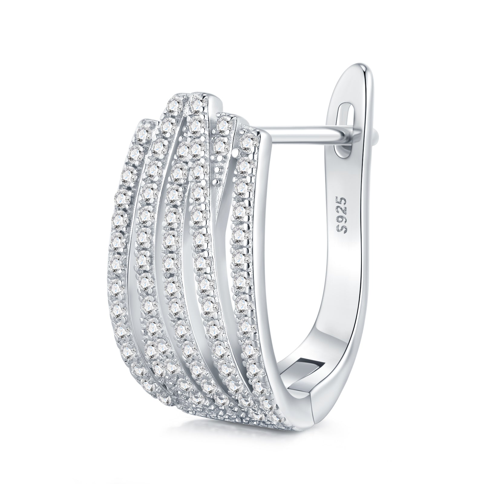 A Luxurious And Fashionable Minimalist Jewelry Earring Set Featuring Top-quality Moissanite Stones, Made Of S925 Silver Electroplated With Platinum.