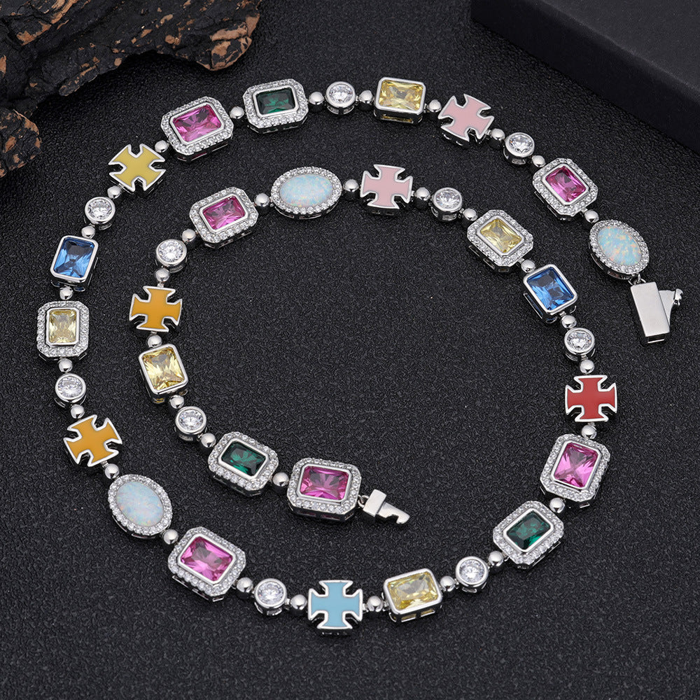 New Hip Hop Color Gemstone Women's Necklace