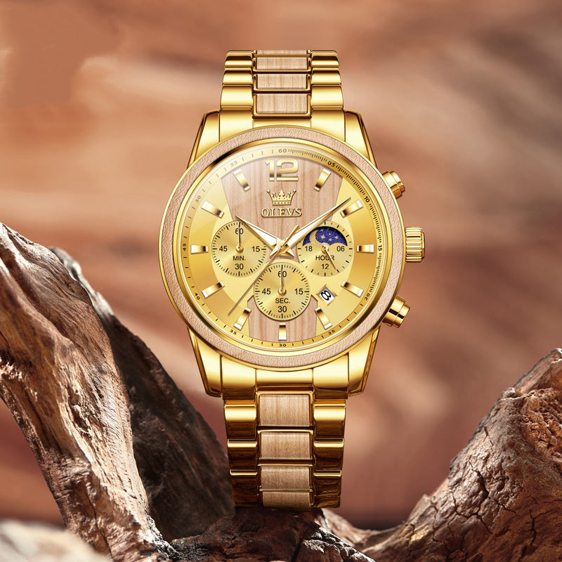 Reloj de cuarzo para hombre con calendario y seis manecillas.