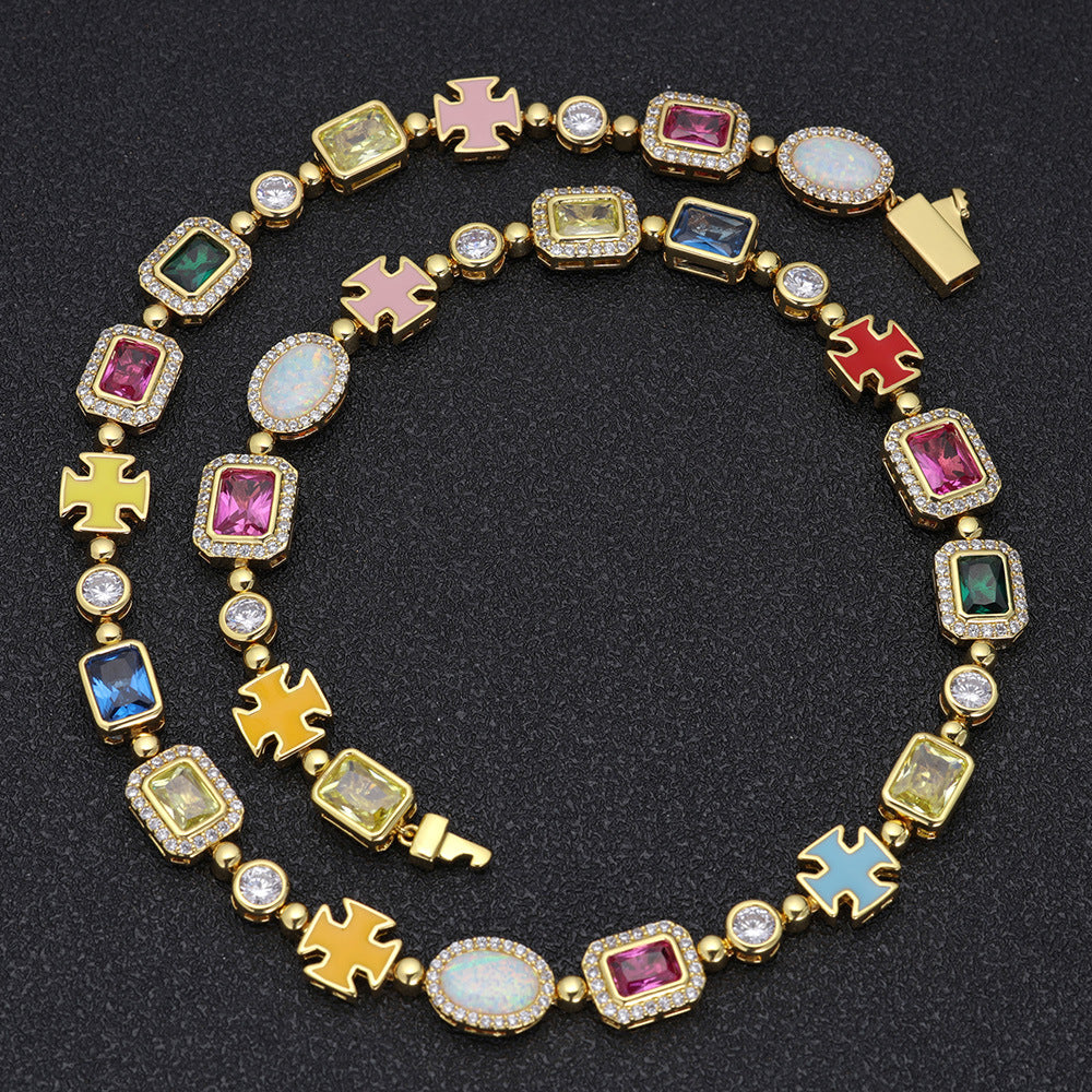 New Hip Hop Color Gemstone Women's Necklace