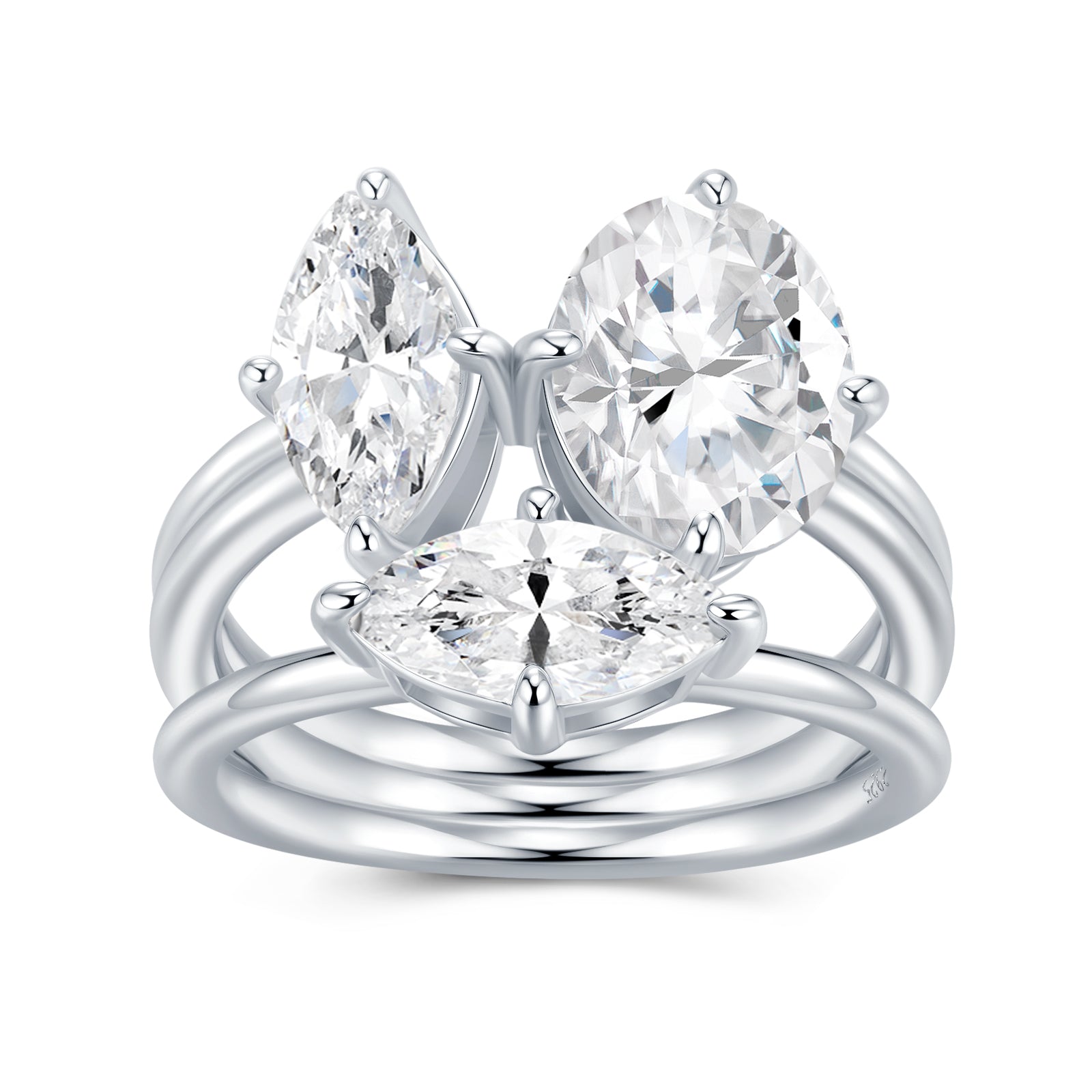 A Luxurious And Fashionable Minimalist Jewelry Ring Featuring Top-quality Moissanite, Made Of S925 Silver Electroplated With Platinum.