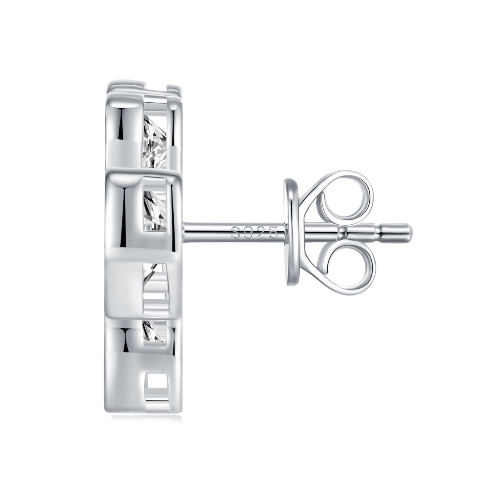 A Luxurious And Fashionable Minimalist Jewelry Earring Set Featuring Top-quality Moissanite Stones, Made Of S925 Silver Electroplated With Platinum.