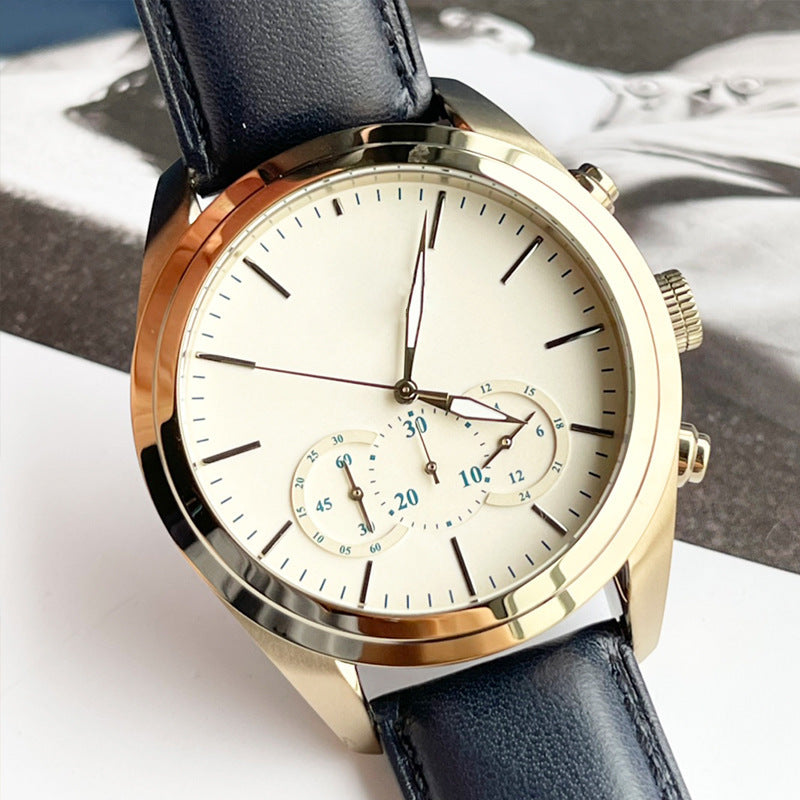 Reloj de cuarzo multifuncional para negocios con una esfera grande, moderno y versátil para cualquier ocasión.